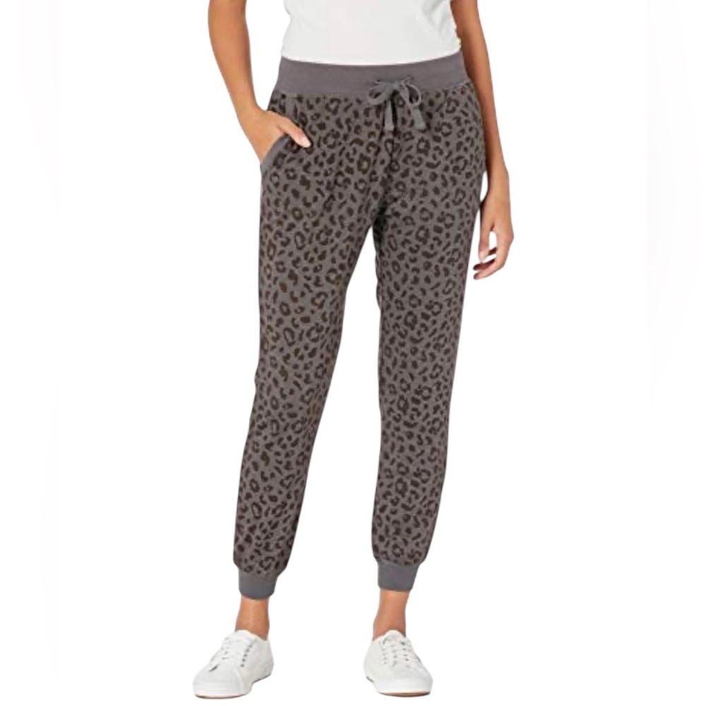 Mud Pie Small Gray Leopard Print Jogger Pants Atleisure Women’s StreetStyle
